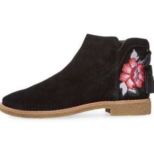 Kate Spade New York Bellville Floral Embroidered Suede Black Booties Size 9.5